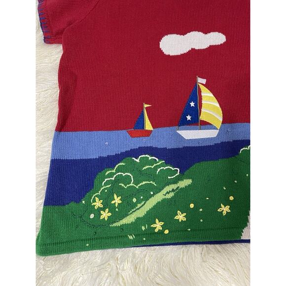 Quacker Factory Novelty short sleeve pullover sweater 3X lighthouse ocean - Picture 3 of 7